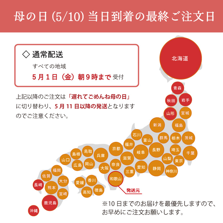母の日のお届け時期について